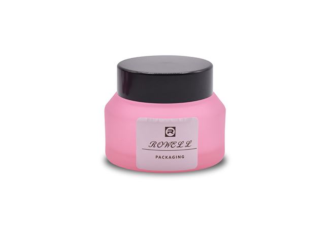 Pink Frosted Glass Cream Jar